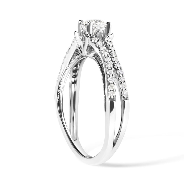 5/8 Ct. T.W. Diamond Split Shank Engagement Ring in 14K White Gold, photo 5