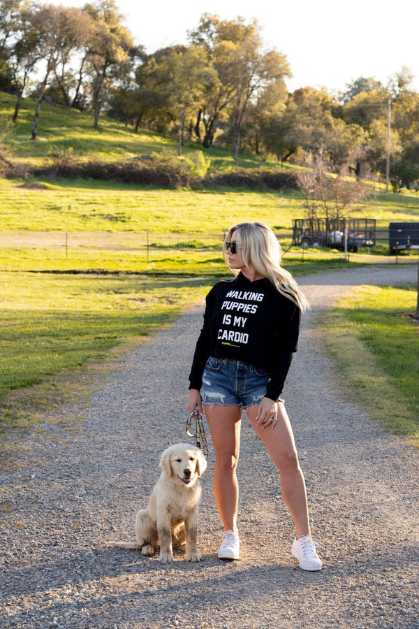 Walking Puppies is My Cardio Crop Hoodie
