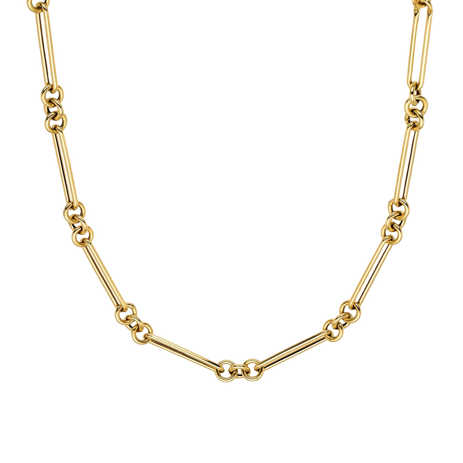 14K Gold Elongated Paper Clip Chain Necklace, photo 1