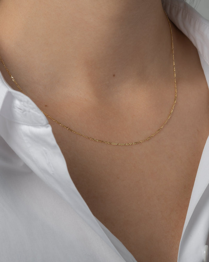 Collar de cadena Baby Figaro en oro de 14K, foto 6