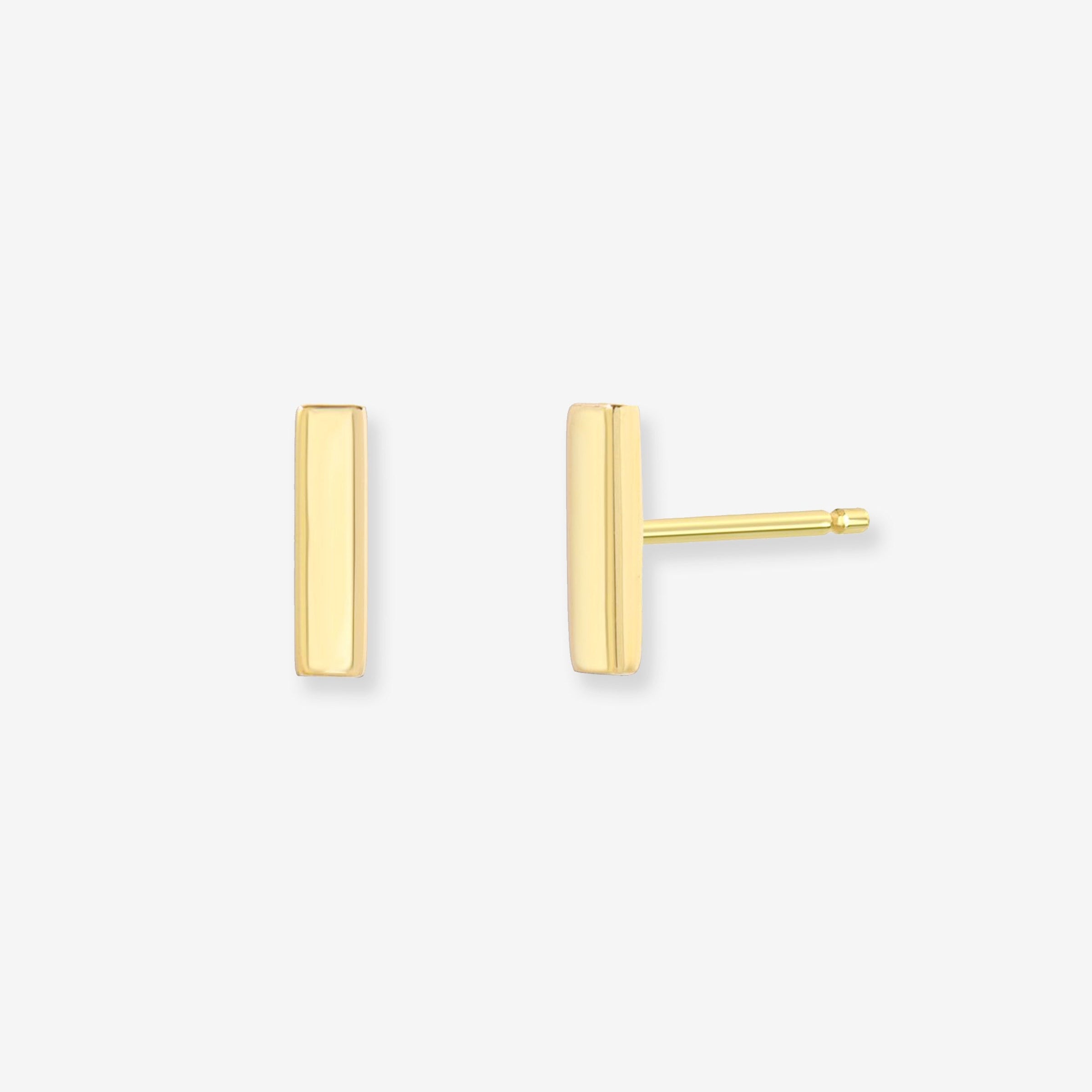 Aretes de botón de barra en oro de 14K, foto 1