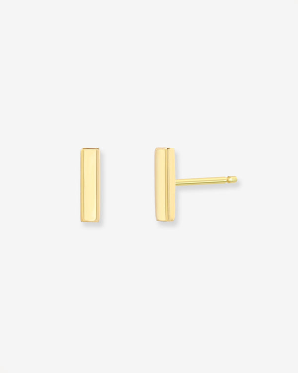 Aretes de botón de barra en oro de 14K, foto 1