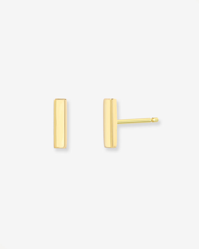 Aretes de botón de barra en oro de 14K, foto 1