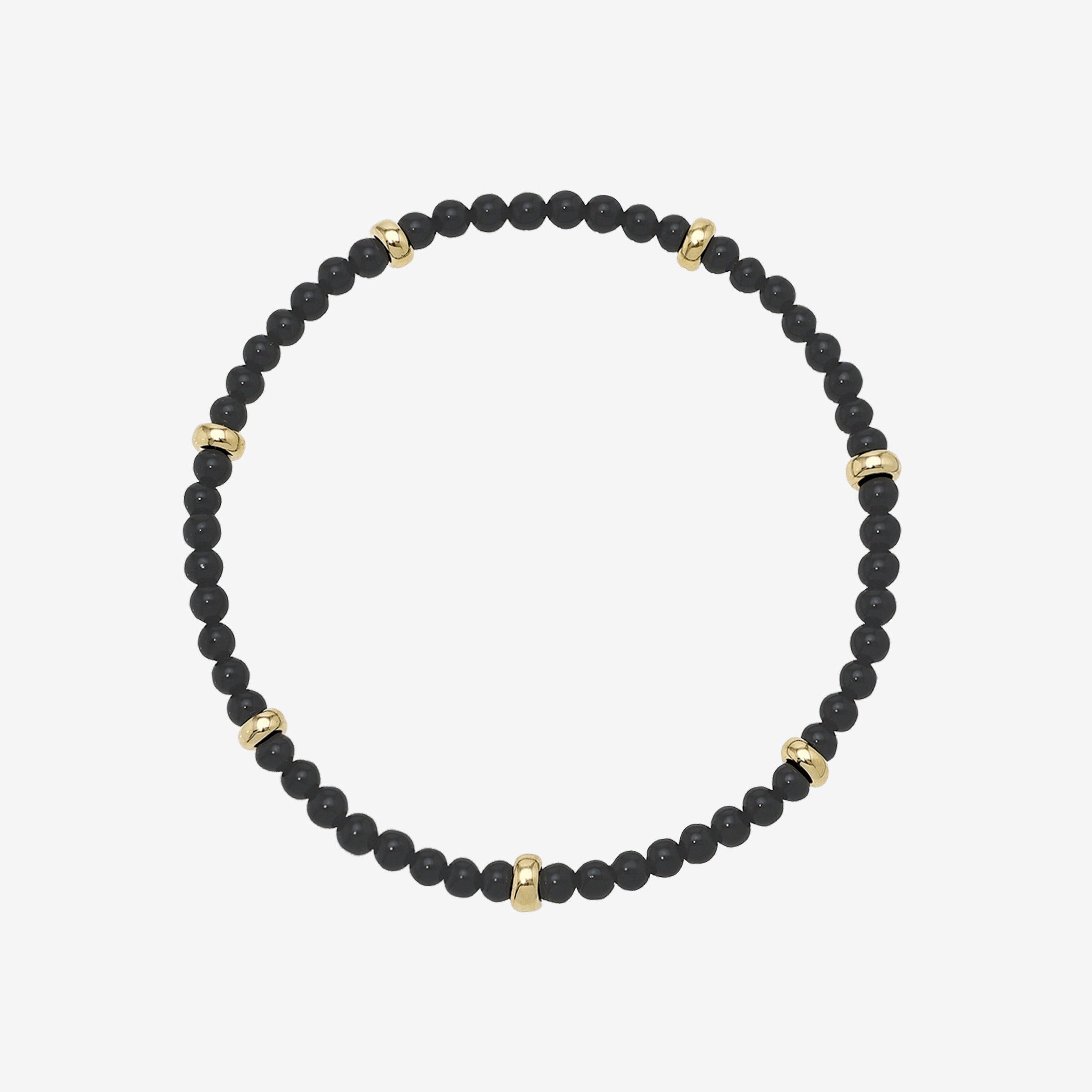 Pulsera de cuentas segmentada de ónix negro en oro de 14K, foto 1