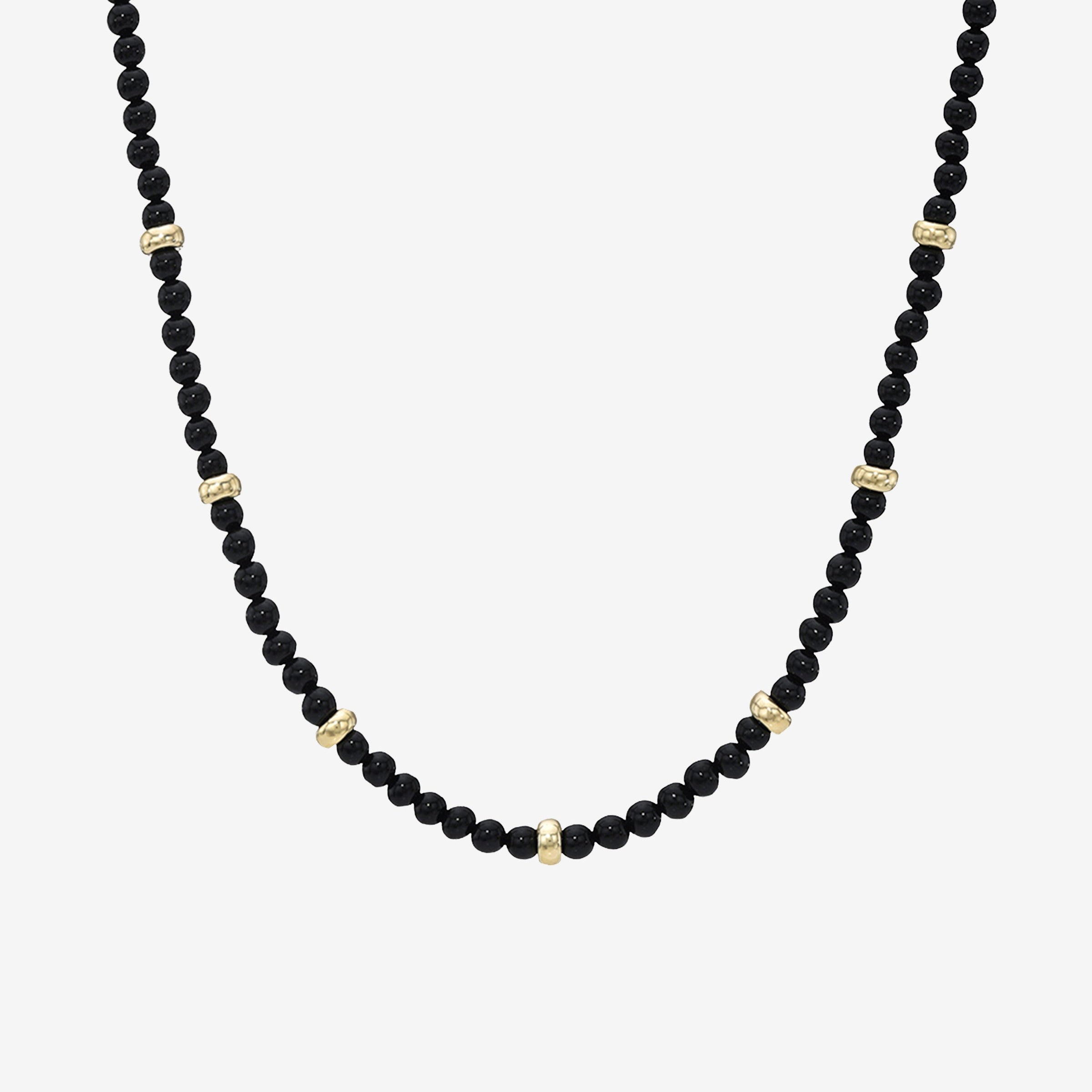 Collar de cuentas con segmentos de ónix negro en oro de 14K, foto 1