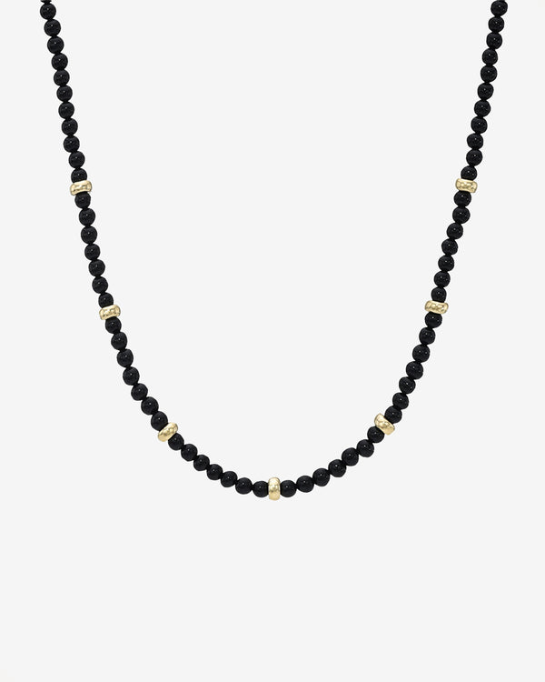 14K Gold Black Onyx Segment Bead Necklace, photo 1