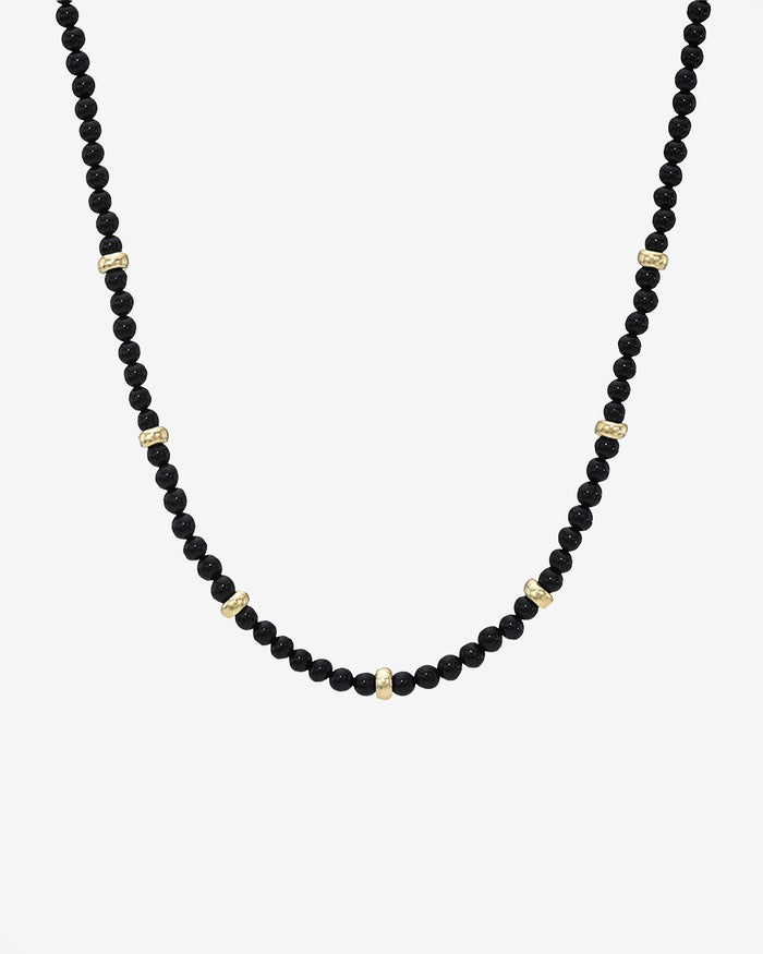 Collar de cuentas con segmentos de ónix negro en oro de 14K, foto 1