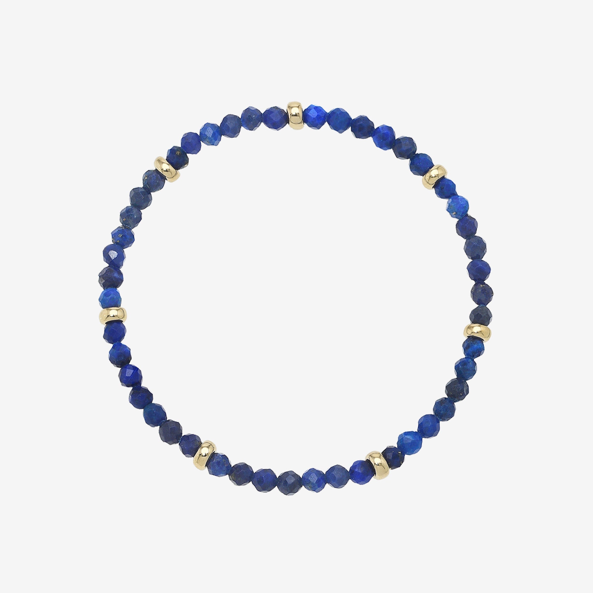 14K Gold Blue Lapis Segment Bead Bracelet, photo 1
