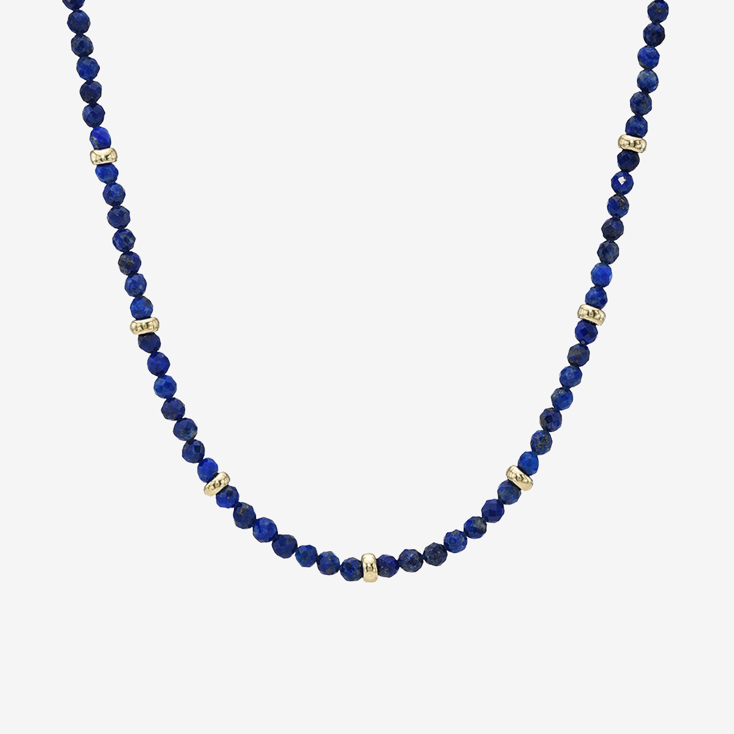 Collar segmentado de cuentas de lapislázuli azul en oro de 14K, foto 1