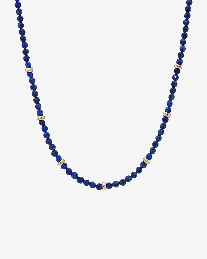Collar segmentado de cuentas de lapislázuli azul en oro de 14K, foto 1