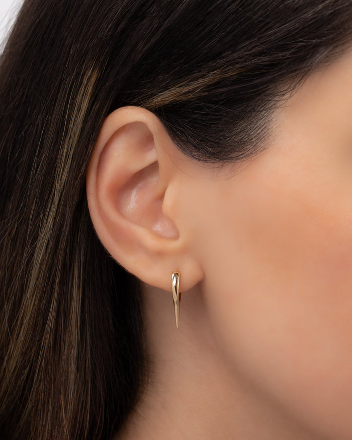 14K Gold Dagger Huggie Earrings, photo 2