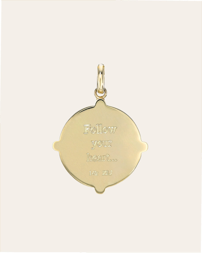 Dije de medallón de brújula con diamante en oro de 14K, foto 4