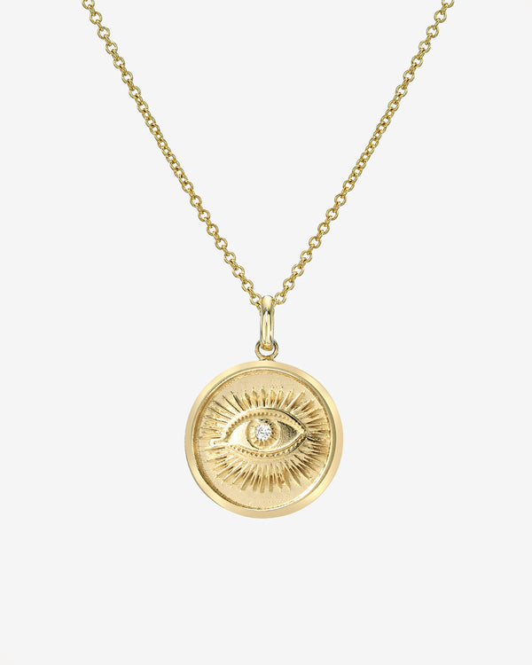 14K Gold Diamond Eye Medallion Necklace, photo 1