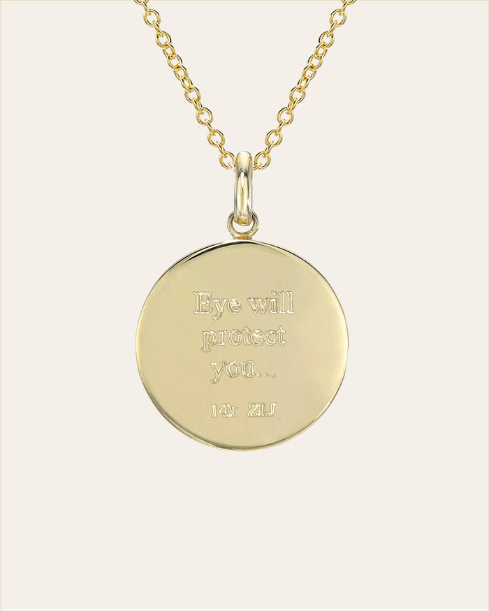 14K Gold Diamond Eye Medallion Necklace, photo 5