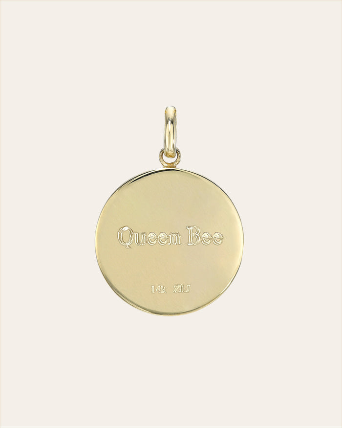 14K Gold Diamond Queen Bee Medallion Pendant, photo 4