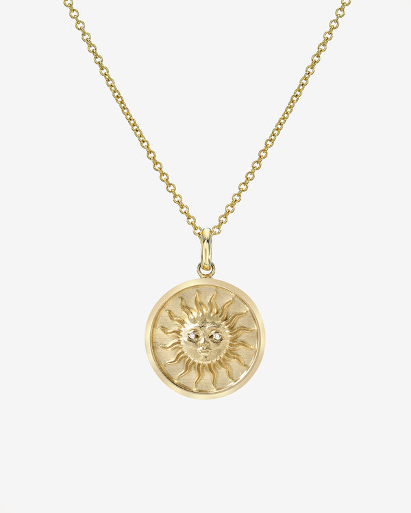 14K Gold Diamond Sun Medallion Necklace, photo 1