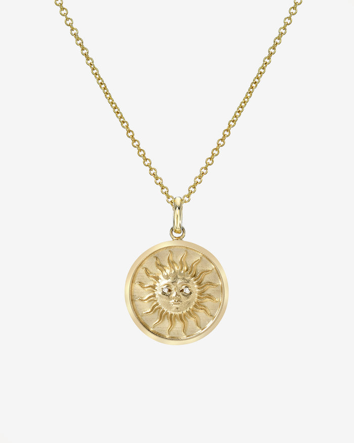 14K Gold Diamond Sun Medallion Necklace, photo 1