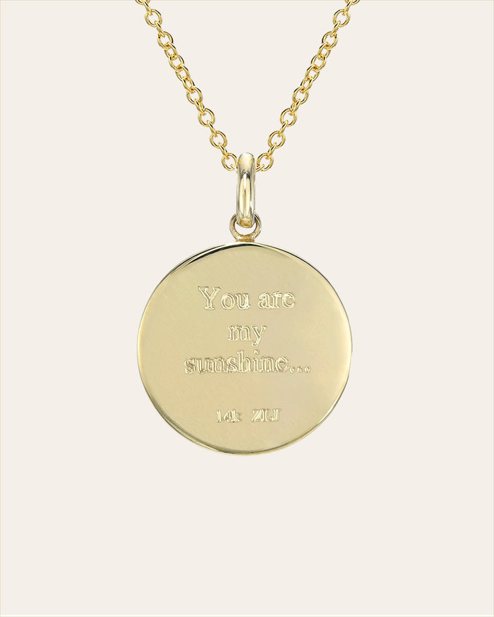 14K Gold Diamond Sun Medallion Necklace, photo 5