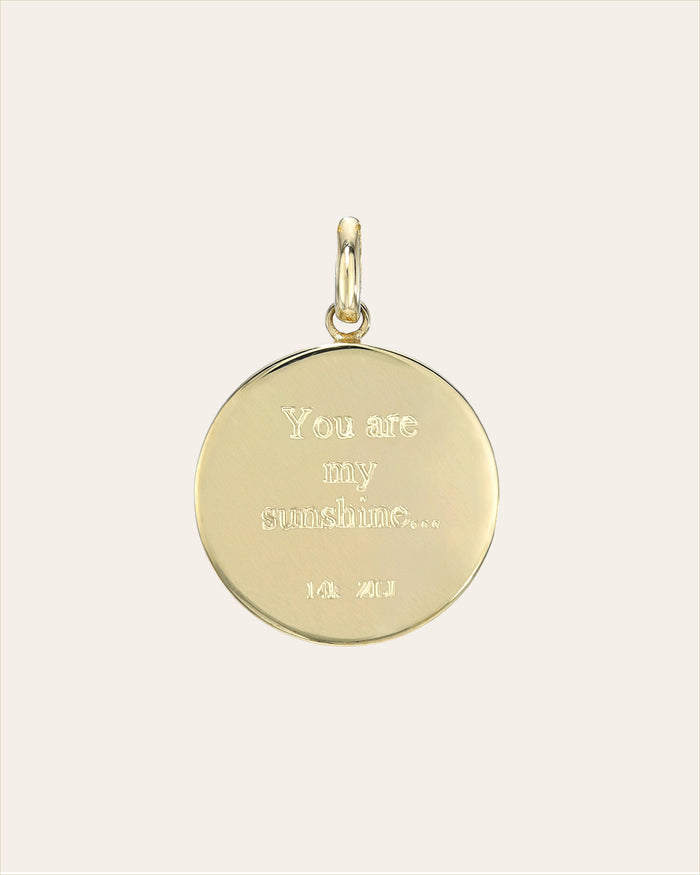 Dije medallón de sol con diamante en oro de 14K, foto 5