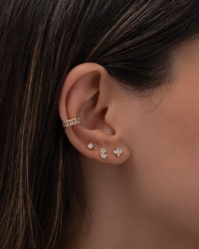 Aretes de botón Toi et Moi de diamantes en oro de 14K, foto 4