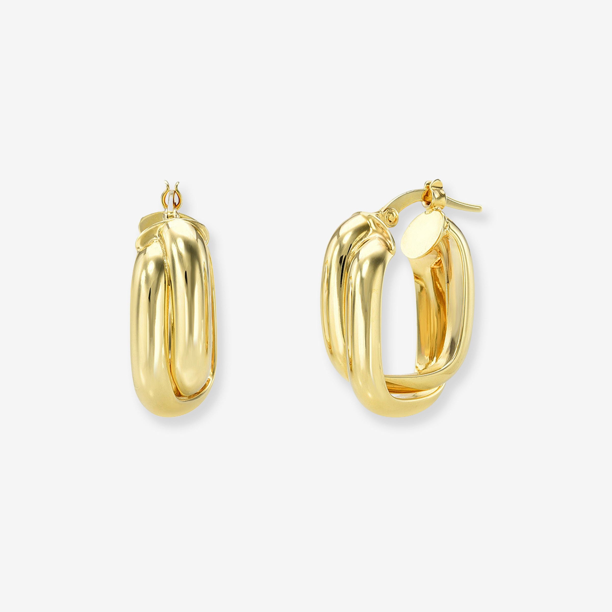 Aretes de aro ovalados de doble torsión en oro de 14K, foto 1