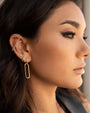 Aretes de aro huggie divididos con diamantes pavé en oro de 14K, foto 6