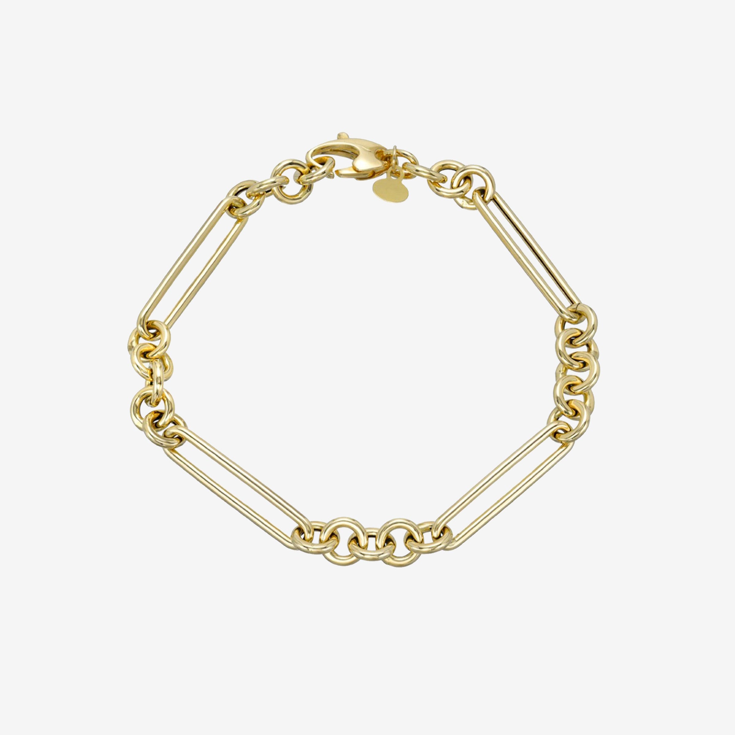 Pulsera de cadena Paper Clip alargada en oro de 14K, foto 1