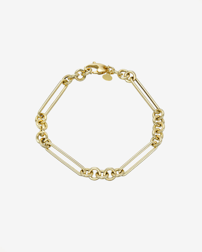Pulsera de cadena Paper Clip alargada en oro de 14K, foto 1