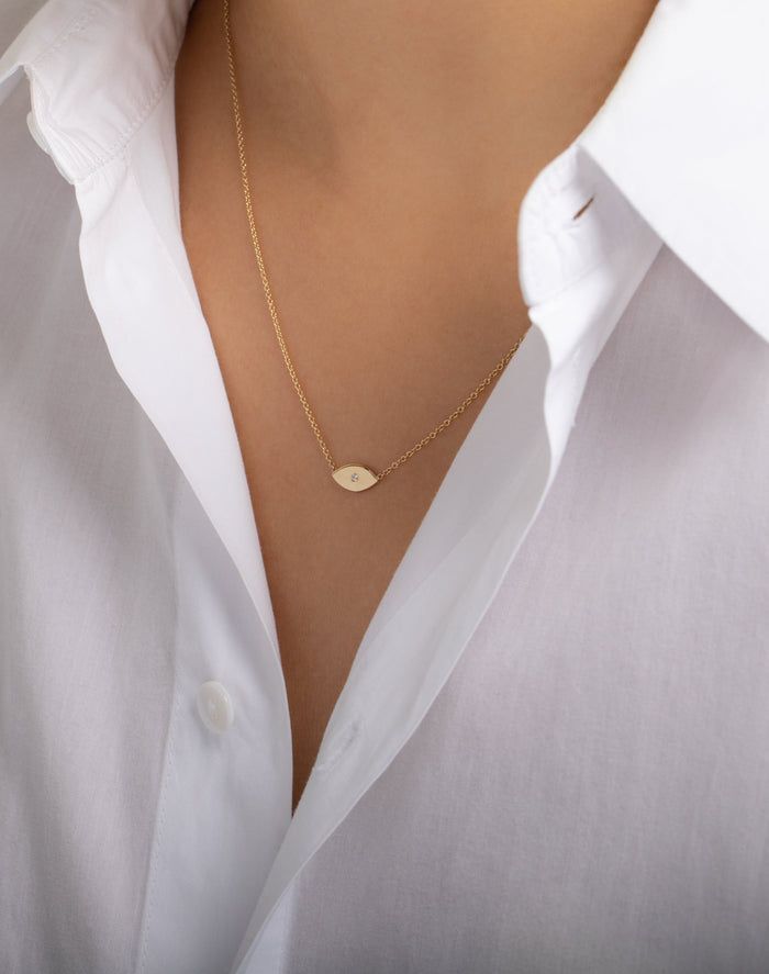 14K Gold Diamond Evil Eye Necklace, photo 4