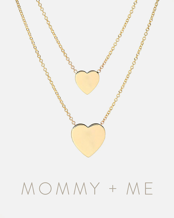 14K Gold Mommy and Me Heart Necklace Set, photo 1