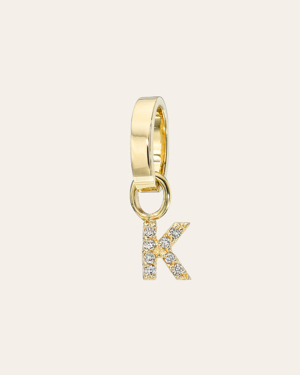 14K Gold Heirloom Diamond K Initial Charm, photo 2