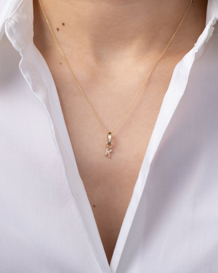Dije de inicial K Heirloom con diamantes en oro de 14K, foto 4