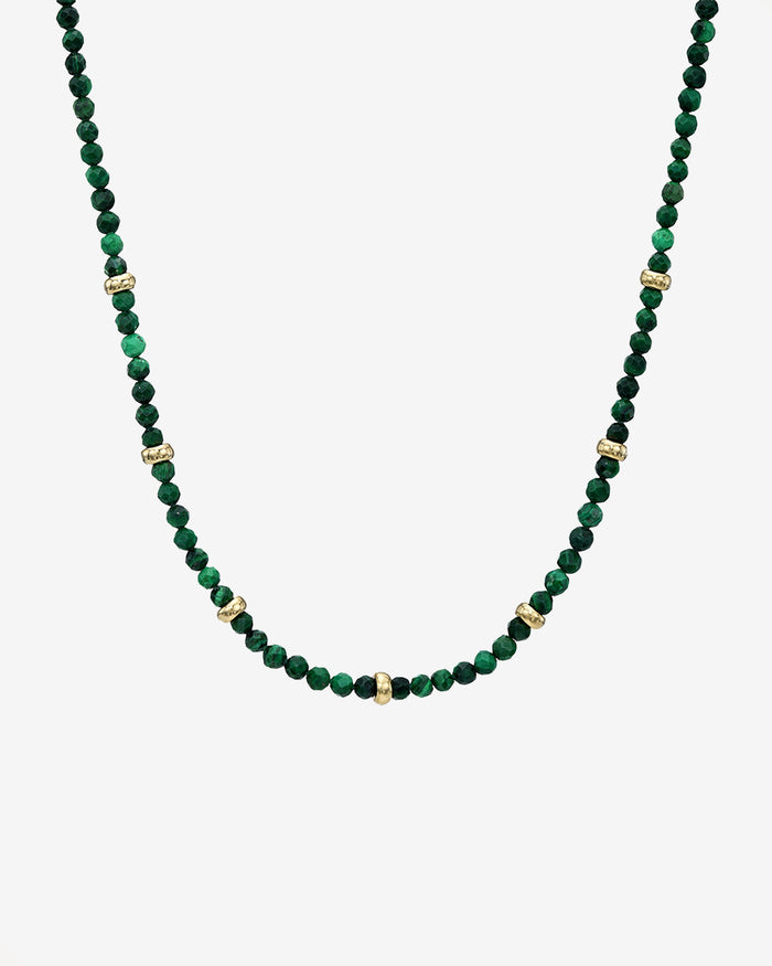 14K Gold Malachite Segment Bead Necklace, photo 1