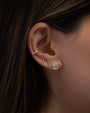 14K Gold Mini Diamond Bar Stud Earrings, photo 5