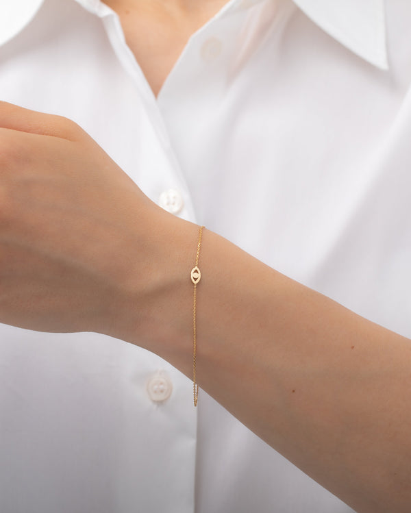 14K Gold Mini Evil Eye Bracelet, photo 2