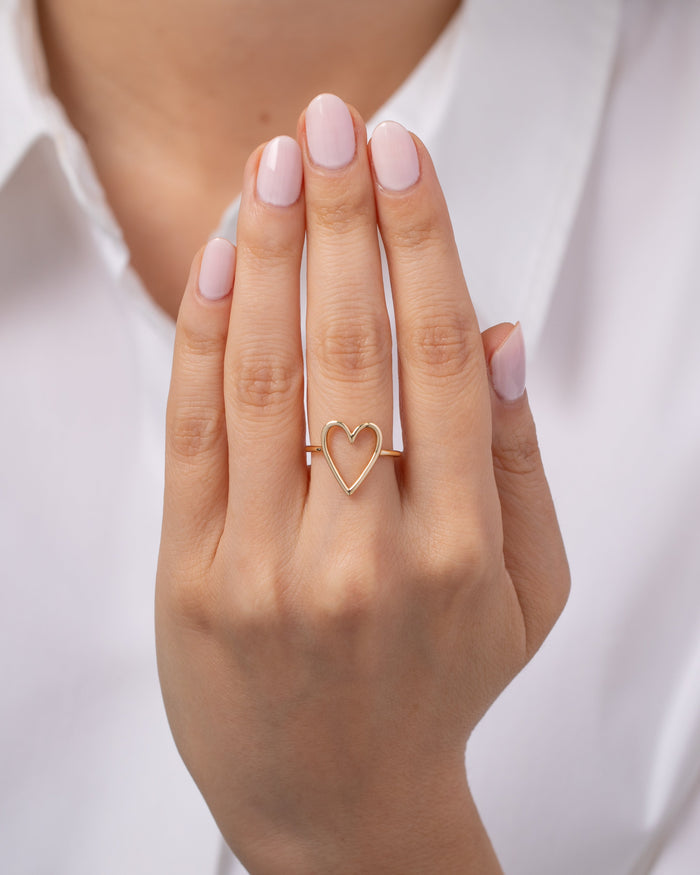 Anillo de corazón abierto en oro de 14K, foto 4