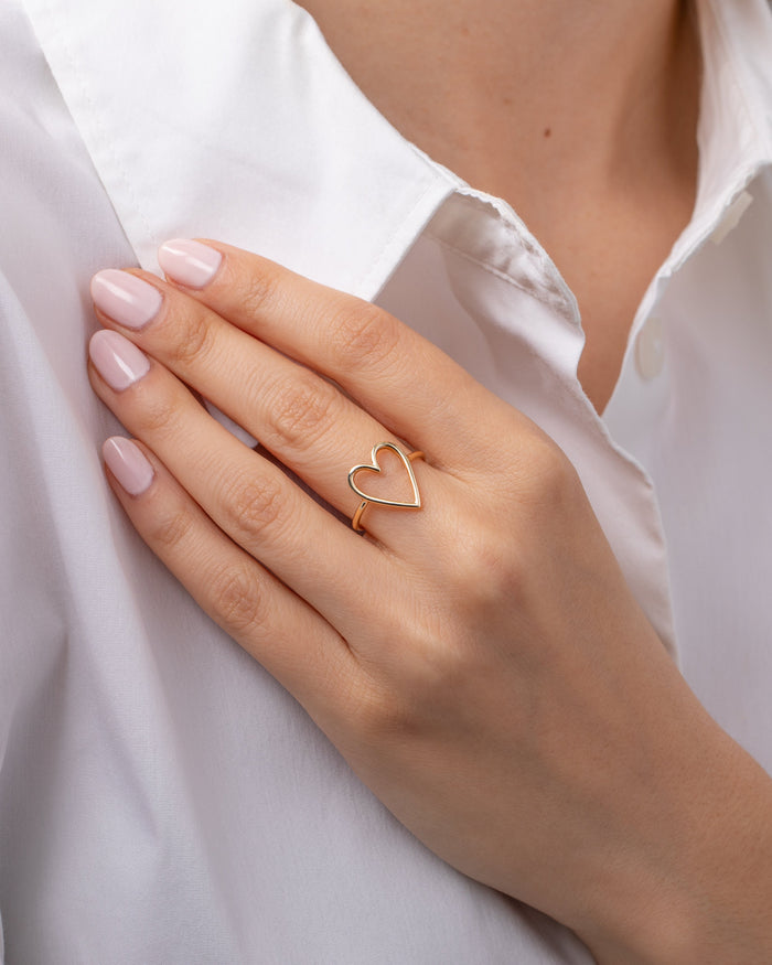 Anillo de corazón abierto en oro de 14K, foto 2