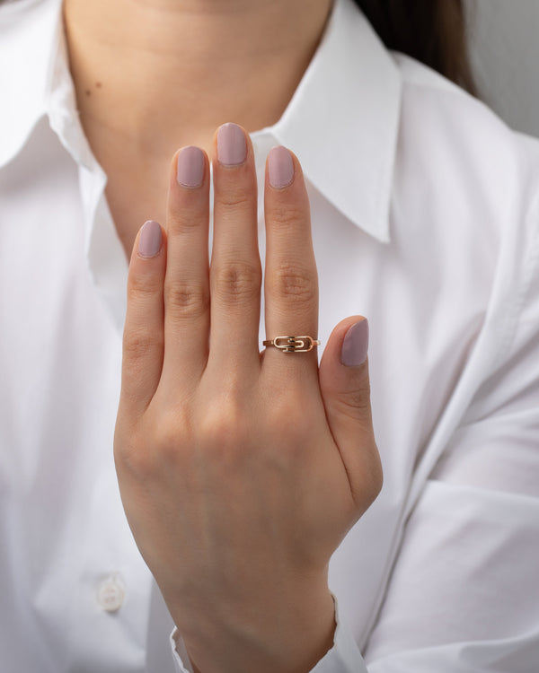 14K Yellow Gold Paper Clip Ring, photo 2