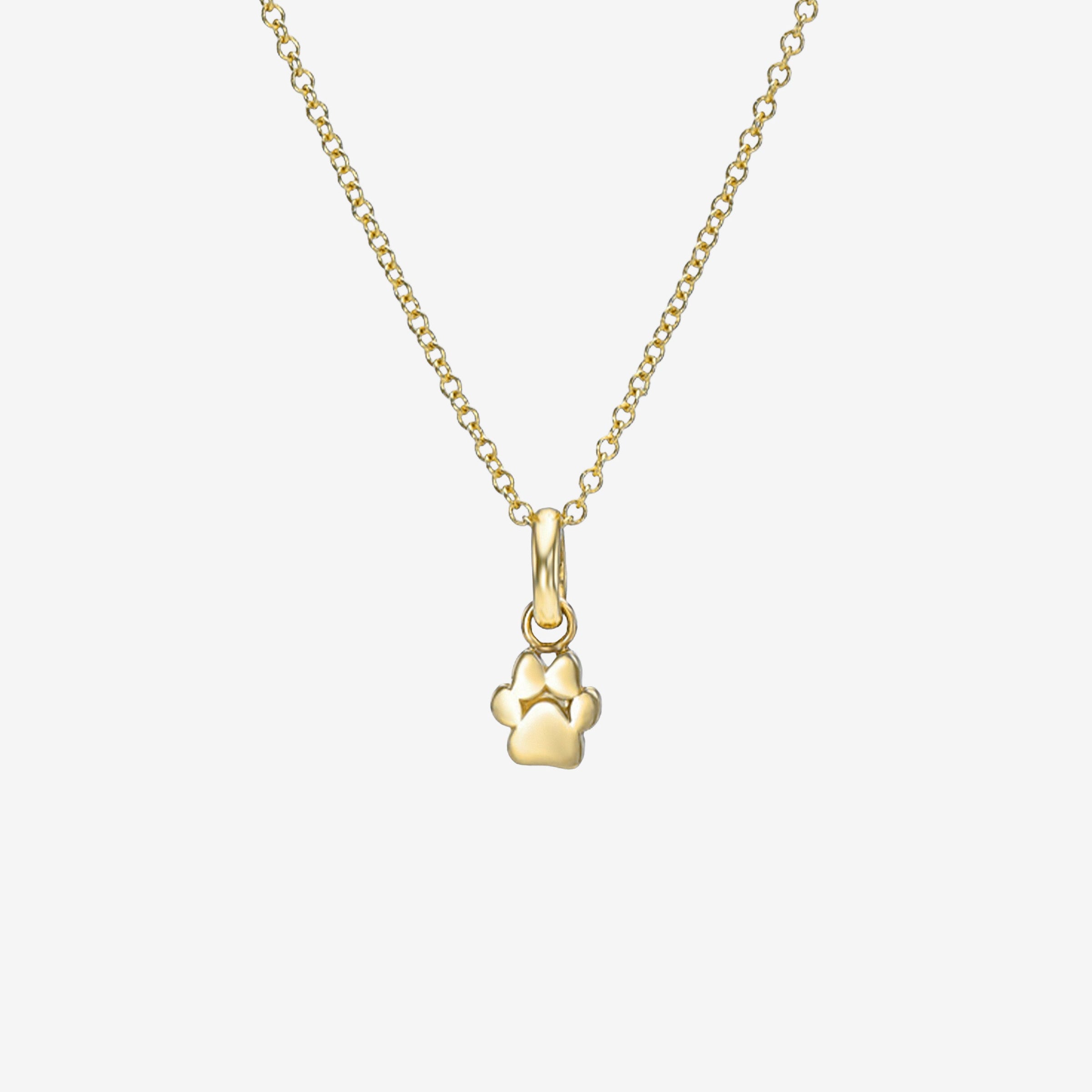 14K Gold Paw Print Necklace, photo 1