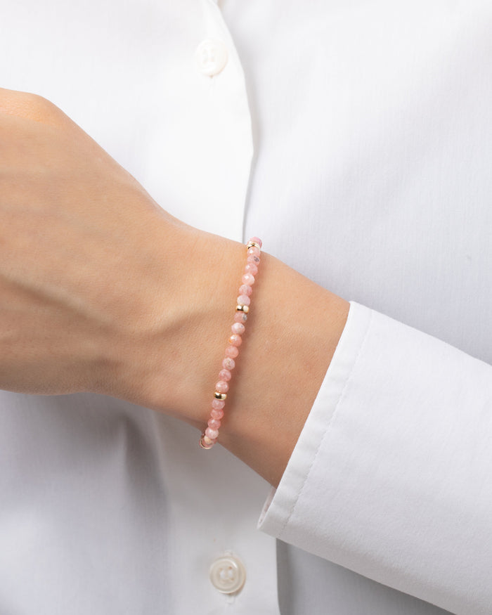 14K Gold Pink Rhodochrosite Segment Bead Bracelet, photo 3