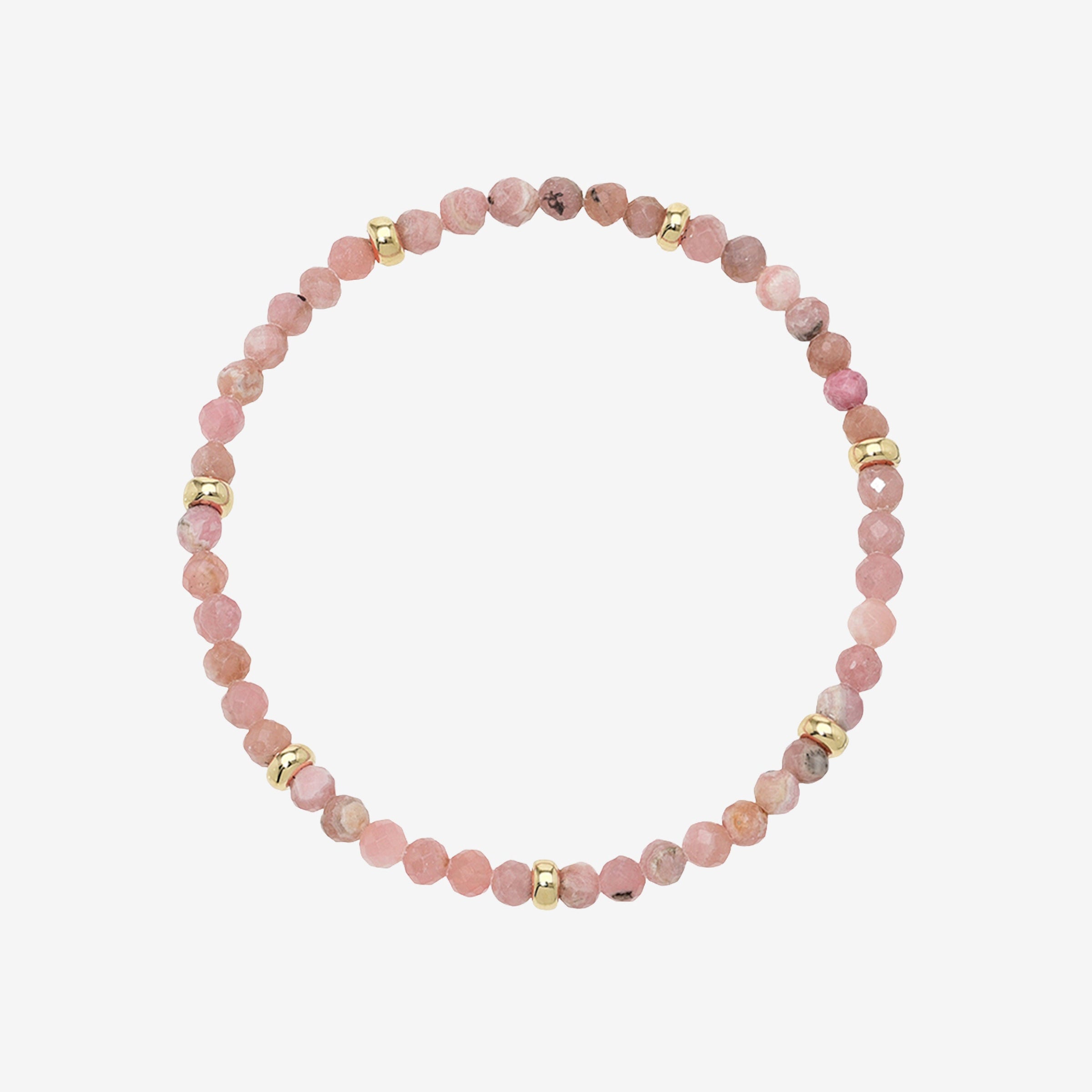14K Gold Pink Rhodochrosite Segment Bead Bracelet, photo 1