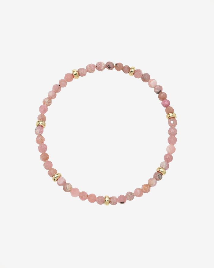 14K Gold Pink Rhodochrosite Segment Bead Bracelet, photo 1