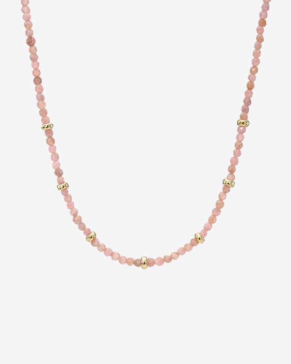 14K Gold Pink Rhodochrosite Segment Bead Necklace, photo 1