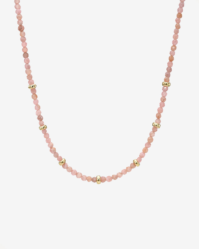 14K Gold Pink Rhodochrosite Segment Bead Necklace, photo 1