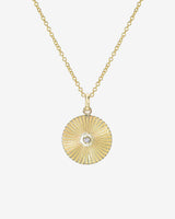 Collar de disco Fluted con diamante en bisel en oro de 14K
