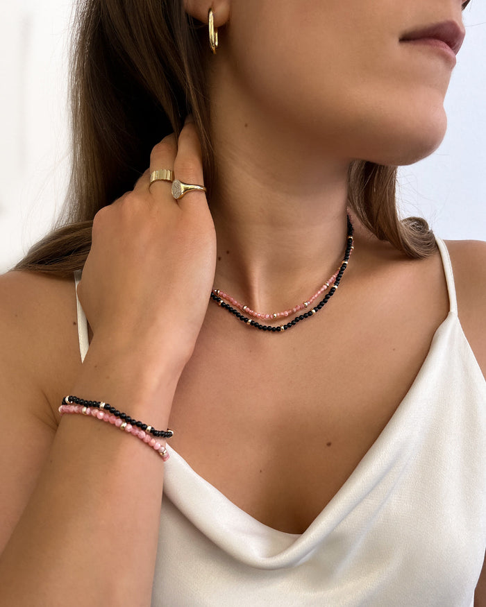 14K Gold Pink Rhodochrosite Segment Bead Bracelet, photo 6