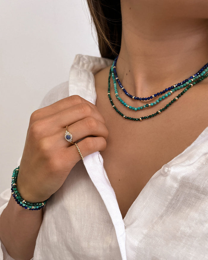 14K Gold Turquoise Segment Bead Necklace, photo 5