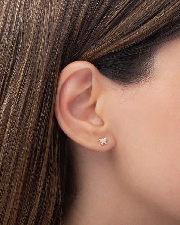 14K Gold Tiny Butterfly Stud Earring, photo 2
