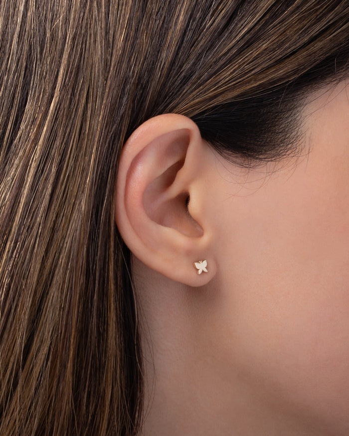 14K Gold Tiny Butterfly Stud Earring, photo 3