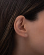 Aretes de botón mini de flor con diamantes en oro de 14K, foto 3
